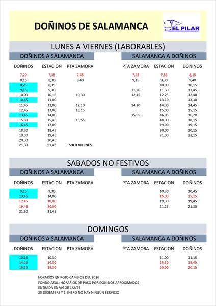 NUEVOS HORARIOS DOÑINOS (1 FEBRERO 2026)