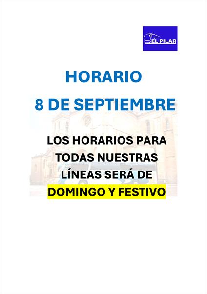 HORARIO 8 DE SEPTIEMBRE 2025