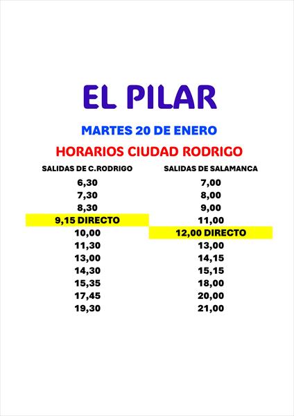 HORARIO PARA DIA 20 DE ENERO