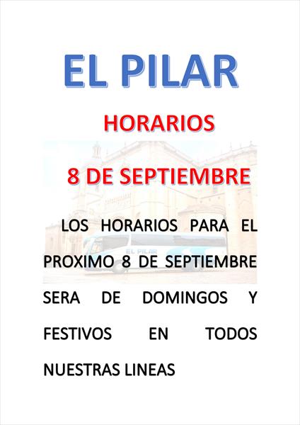 HORARIO PARA EL 8 DE SEPTIEMBRE