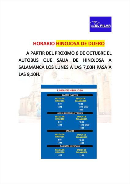 HORARIO HINOJOSA DE DUERO
